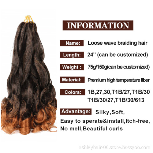 Julianna 24Inch 75G 150G New Fashion Design Wholesale Wavy Braiding Spiral Synthetic Curly Braiding Hair Loose Wave